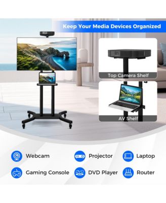 Mobile TV Stand for 32-70 inch Flat or Curved TVs up to 110 lbs w/AV Shelf