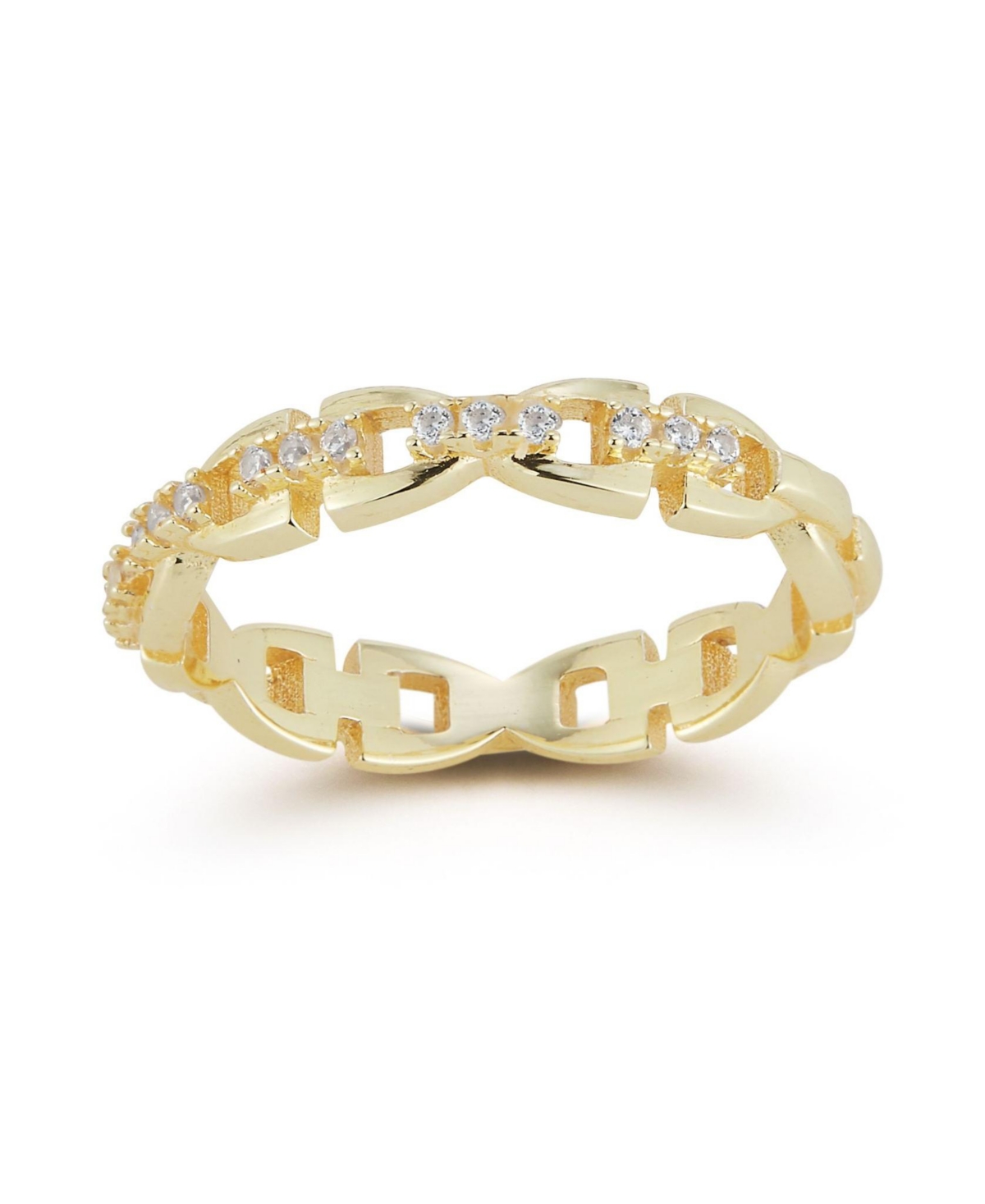 14K Gold Plated Sterling Silver Link Band Ring - Gold