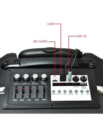 12 Inch Full Range Portable Bluetooth Karaoke Loudspeaker, Karaoke Microphone, Built-in Rechargeable Battery with FM Radio. (PWMA1225BT), Black