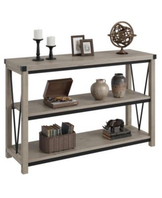 Farmhouse Entryway Table,47 Inch Narrow Long Console Table with Storage, 3 Tier Wood Console Table for Living Room, Farmhouse Sofa Tables Behind Couch