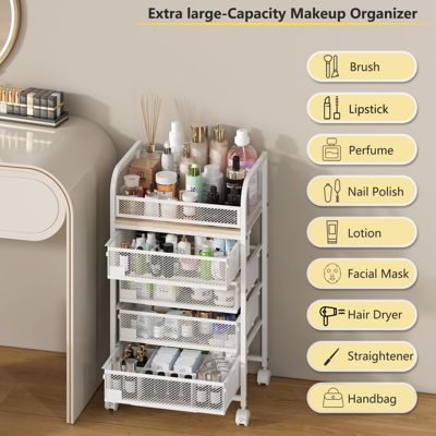Makeup Organizer with Drawers, Skincare Storage, Floor Skincare Organizers with Wheels