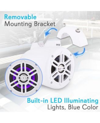 4'' Bluetooth Marine Tower Speakers with LED Lights, 300W, White