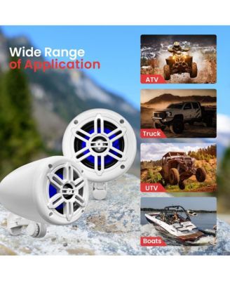 4   Waterproof Marine Box Speakers, 150W, 2-Way Off-Road System (White)