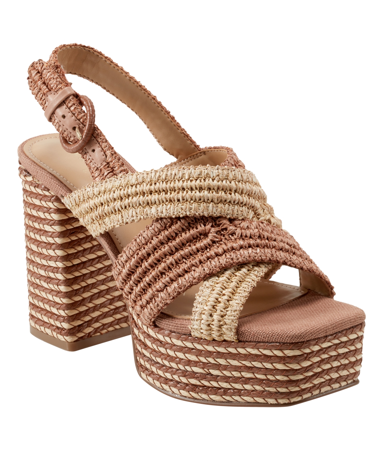 Marc Fisher Ltd Caddy Platform Sandal In Dark Tan,natural