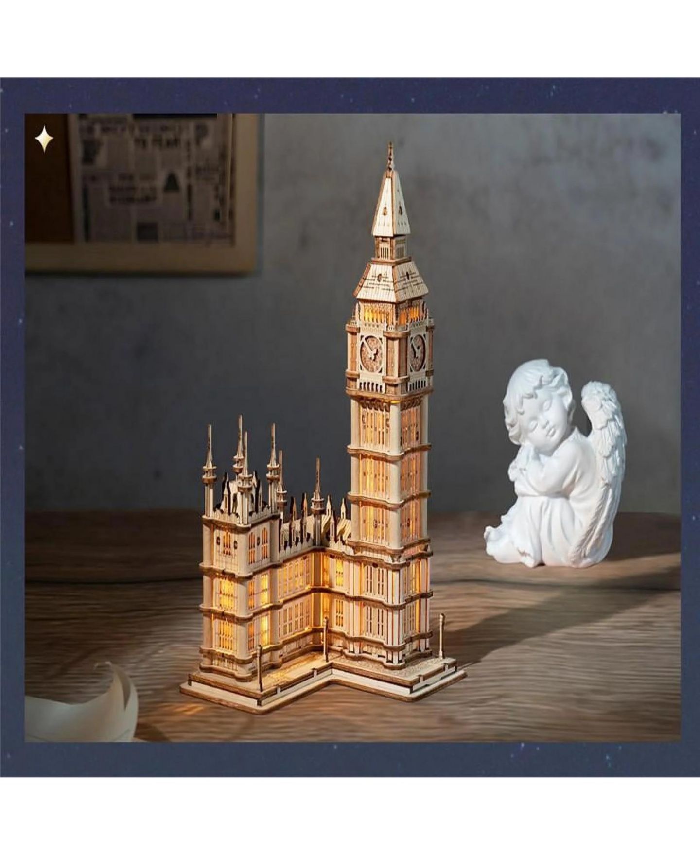 Детские игрушки Robotime 3D Jigsaw Puzzle Big Ben London Architecture Wooden Model Kits for Teens/Adults, 3.9"4.2"7.5" — фото 4