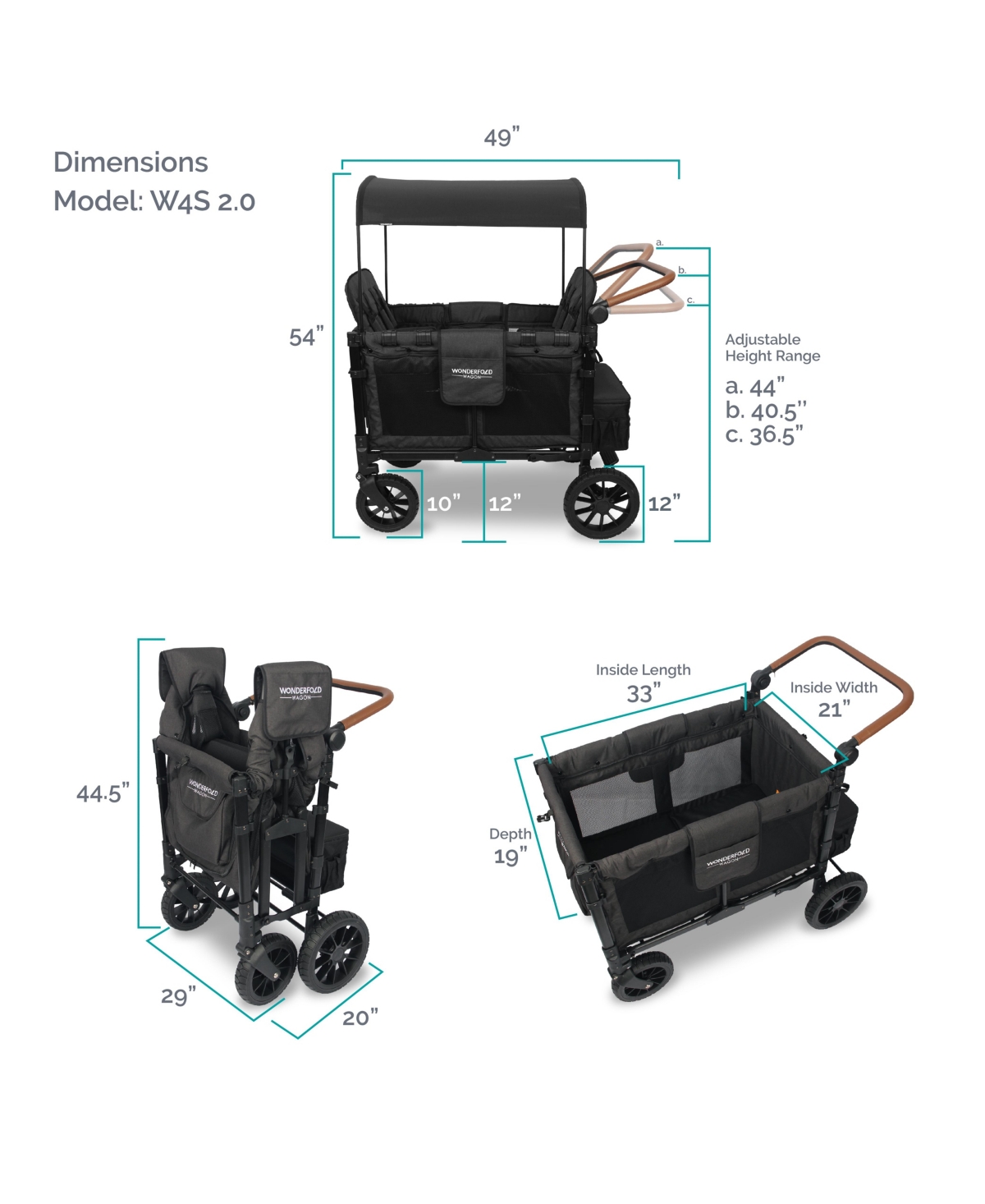 Shop Wonderfold Wagon W4 Luxe Quad Stroller Wagon 4-seater In Black