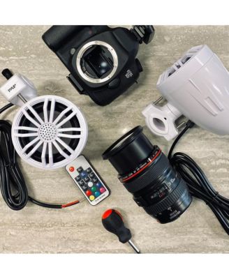 3.5" Waterproof Rated Off-Road Speakers - Compact PowerSport Vehicle Speaker System for Motorcycle or Car with RGB Lights and Remote Control (White)