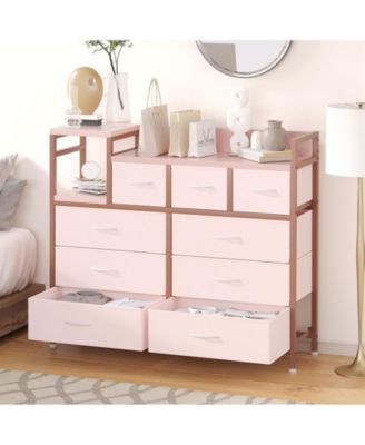 9-Drawer Fabric Dresser with Charging Station – Modern TV Stand for Bedroom