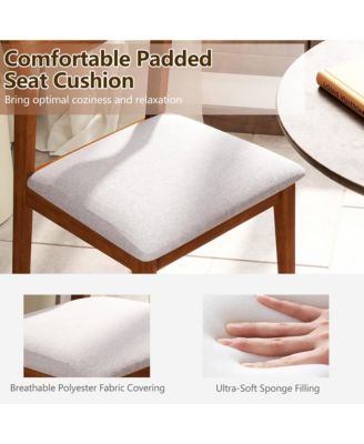  Set of 4 Rubber Wood Frame & Upholstered Seat  Wide Padded Seat, Modern Style Dining Chair