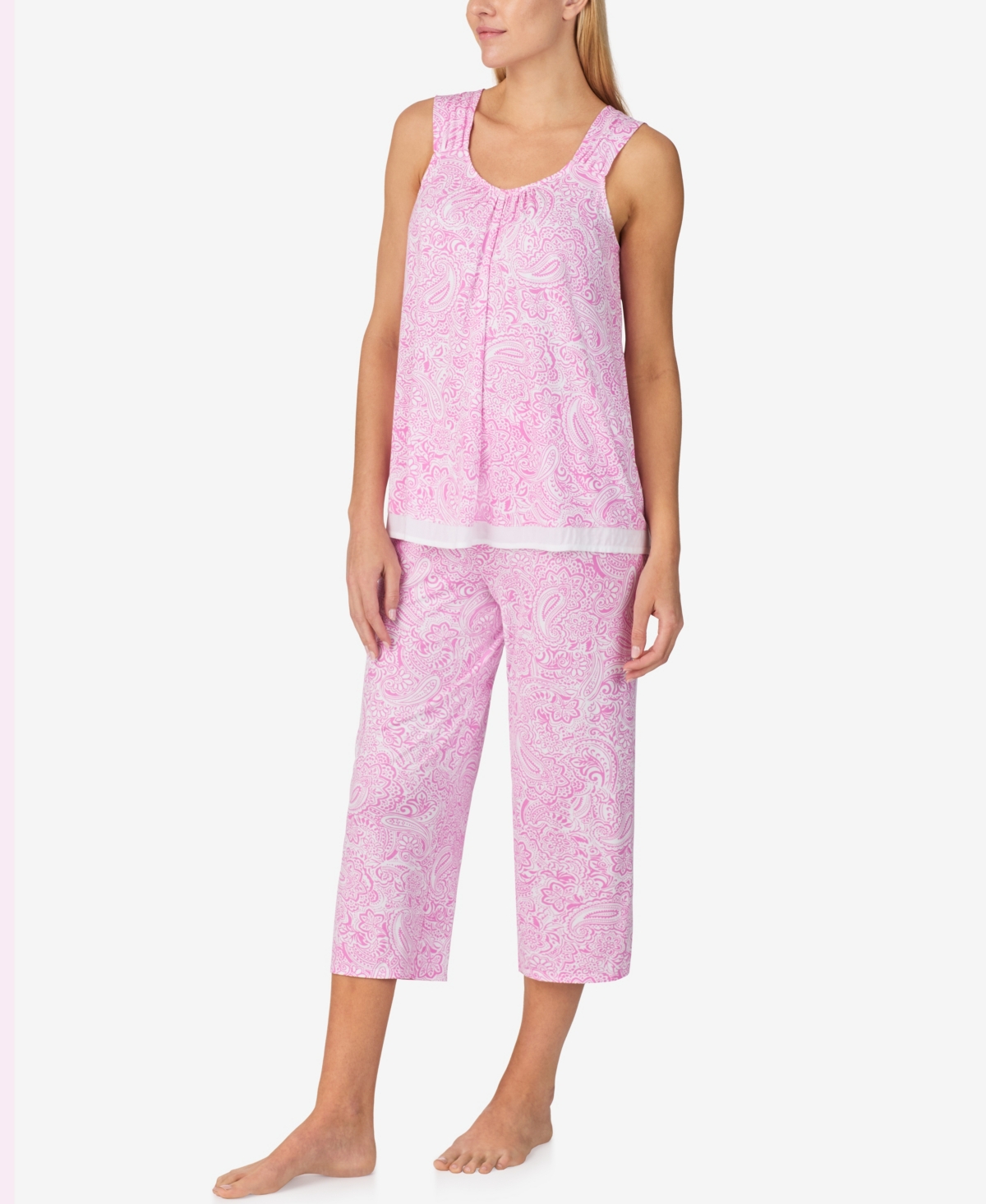 Ellen Tracy Women's Sleeveless Crop Pajama Set In Paisley