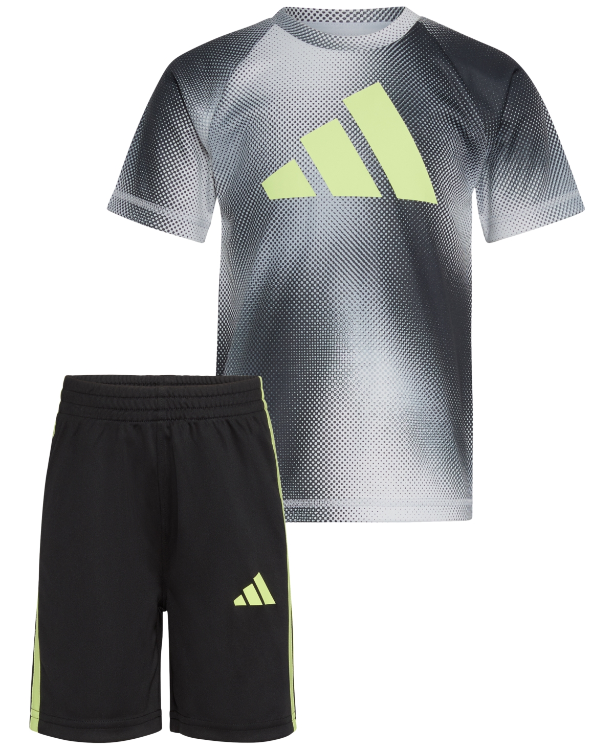 Adidas Originals Toddler & Little Boys Short-sleeve Raglan Printed T-shirt & Shorts, 2 Piece Set In Halo Silver