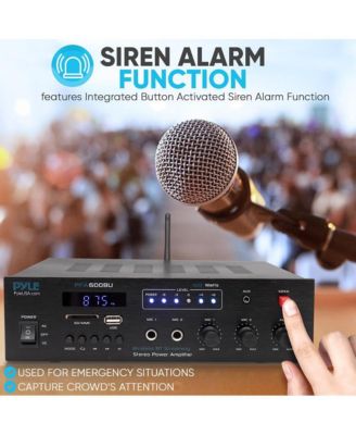 Bluetooth Public Address Amplifier - Compact PA Speaker & Microphone Receiver System with (2) Mic Inputs, MP3/USB/SD Readers, FM Radio (300W MAX)