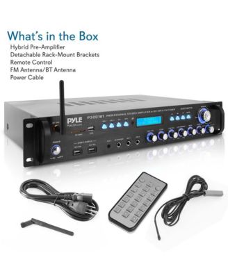 Bluetooth Hybrid Amplifier Receiver - Pro Audio Multi-Channel Stereo Pre-Amplifier with USB Charge & Digital Optical/Coax, MP3/USB/SD Readers, FM/AM Radio, Rack Mount (3000W)