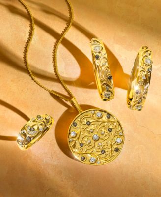 Nude Diamond & Chocolate Diamond Filigree Hoop Earrings (1/2 ct. t.w.) in 14k Honey Gold