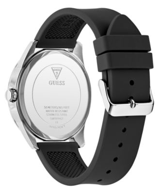 Men's Analog Black Silicone Watch, 44mm