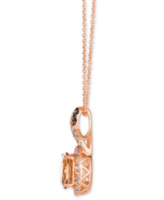 Peach Morganite (1-3/8 ct. t.w.), Nude Diamond (1/4 ct. t.w.) & Chocolate Diamond (1/20 ct. t.w.) Round Pendant 20" Necklace in 14k Strawberry Gold