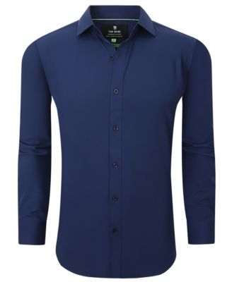 Men Slim Fit Four Way Stretch Solid Dress Shirt