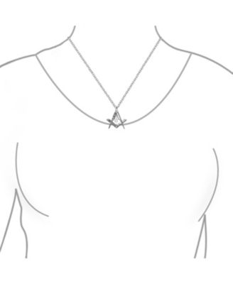 Masonic Freemason Compass Pendant Necklace in Oxidized Sterling Silver Chain