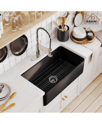1 x 33-inch  Single Bowl Fireclay Farmhouse Kitchen Sink with Accessories