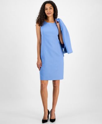 Women's Cropped Open-Front Jacket & Empire-Seamed Sheath Dress Set, Regular & Petite