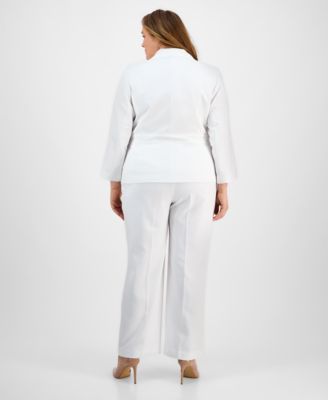 Plus Size Two-Button Jacket & Pant Suit Set
