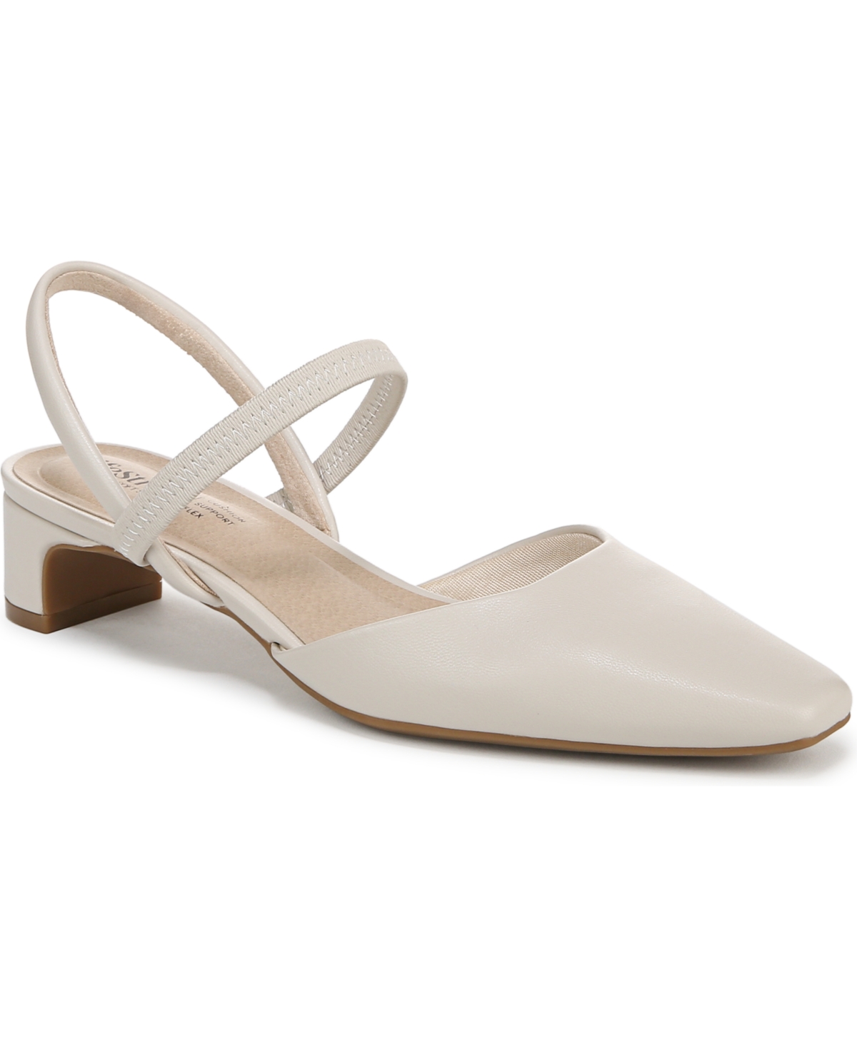 Bzees Women's Lainey Pointed Toe Block Heel Pumps In Bone Faux Leather