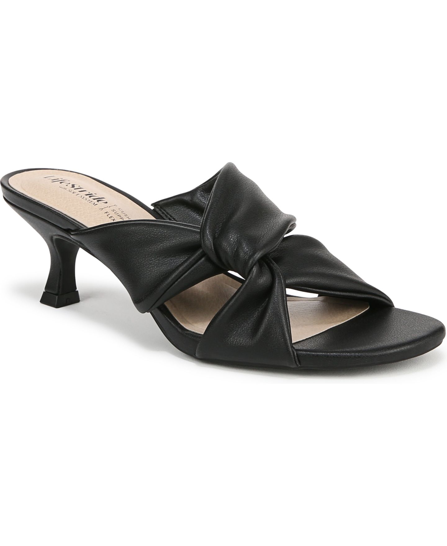 Женские сандалии LifeStride Nori Slide Kitten Heel, цвет: Чёрная искусственная кожа — фото 1