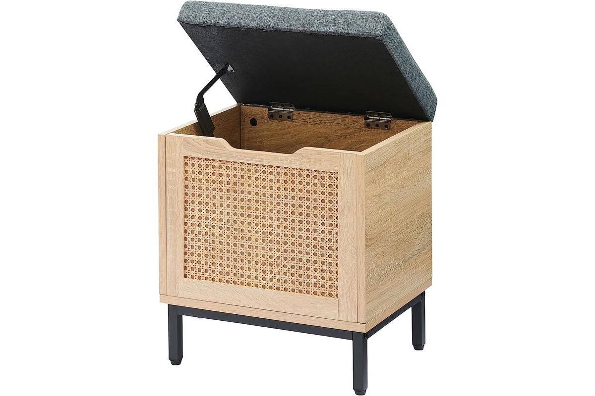 gaomon Shoe Storage Bench, Entryway Bench with Sorage Box, 2 in 1 Shoe Bench Set, Metal and Wood Shoe Rack Organizer Shelf with Cushion for Entryway