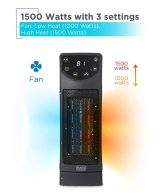 Oscillating Ceramic Desktop Heater with Remote, 1500W Space Heater and Fan Combo