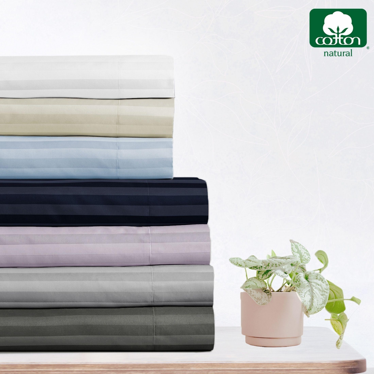 Striped 500 Thread Count Fitted Sheet Only, 100% Cotton Sateen
