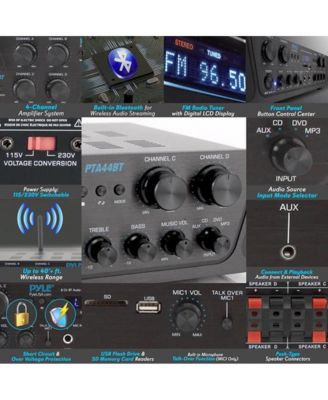 Bluetooth Home Audio Amplifier, 4-Ch. Audio Source Stereo Receiver System with FM Radio, MP3/USB/SD/AUX Playback (500W MAX)