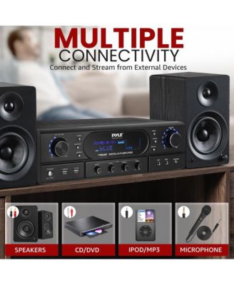 Home Theater Wireless BT Streaming Receiver Amplifier - 2x90W Home Audio Power Amplifier MP3/USB Readers and FM Radio, Dual Channel Wireless Sound Audio Stereo Receiver System