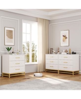 3 Drawer Dresser for Bedroom, Modern Wood Dressers Chest of Drawers with Storage