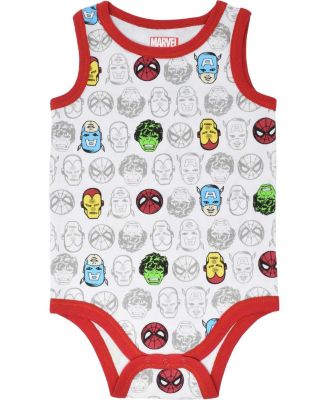 Baby Boys Marvel Spider-Man Iron Man Captain America 5 Pack Bodysuits Newborn to