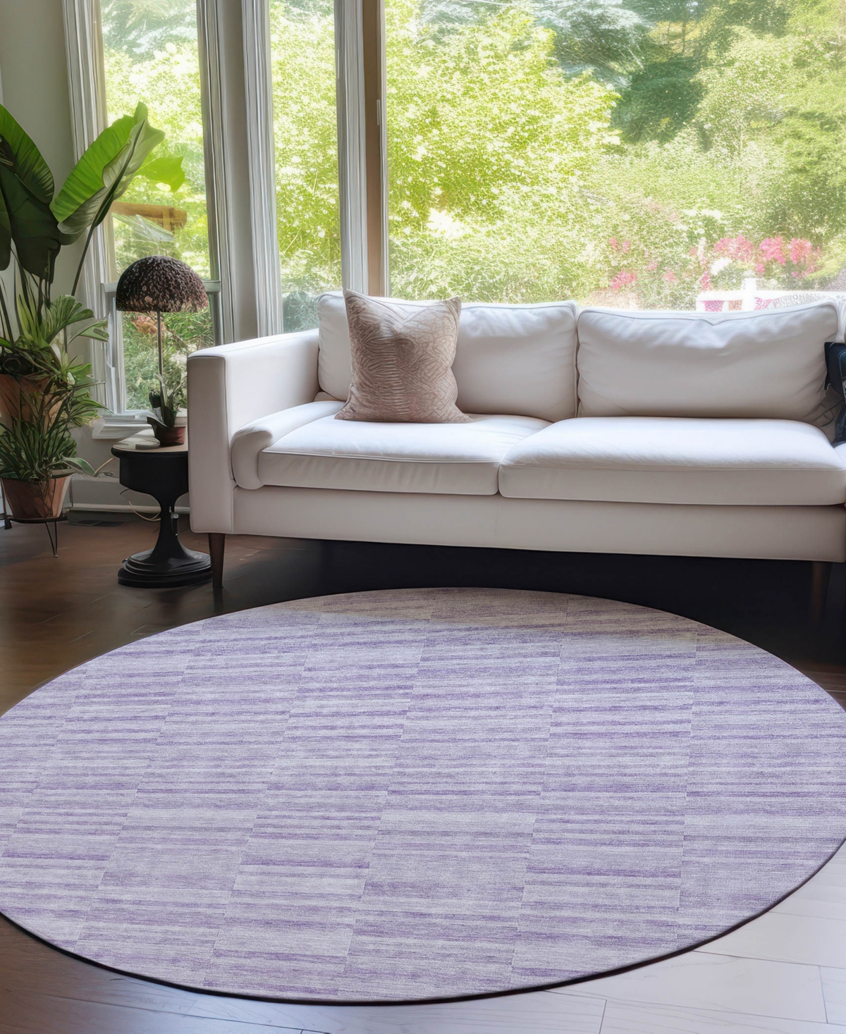 Shop Addison Chantille Machine Washable Acn817 8'x8' Round Area Rug In Plum