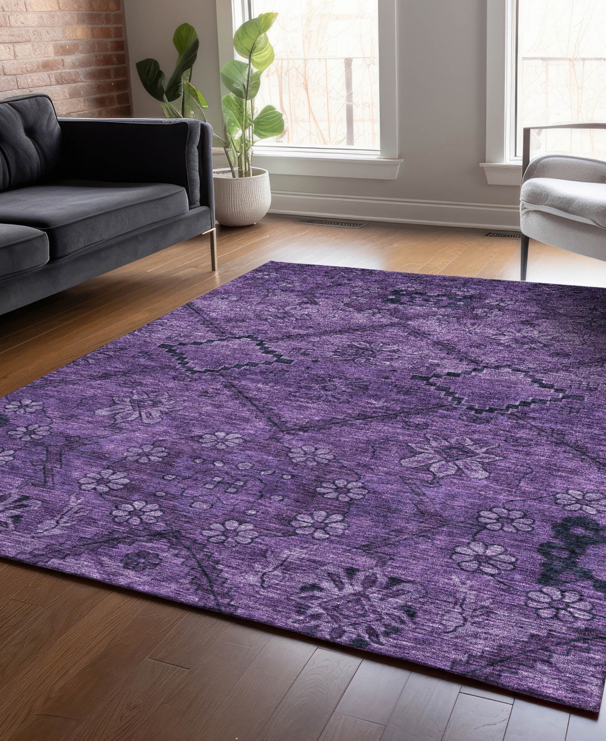 Addison Chantille Acn842 9'x12' Area Rug In Eggplant