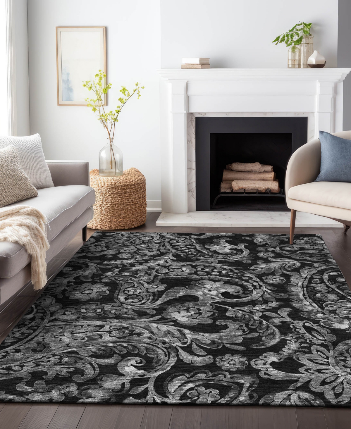 Addison Chantille Machine Washable Acn835 9'x12' Area Rug In Black