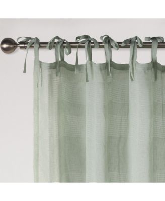 Grayson Stripe Sheer Tie Top Curtains Pair, 52"X84"