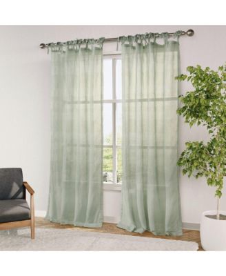 Grayson Stripe Sheer Tie Top Curtains Pair, 52"X84"