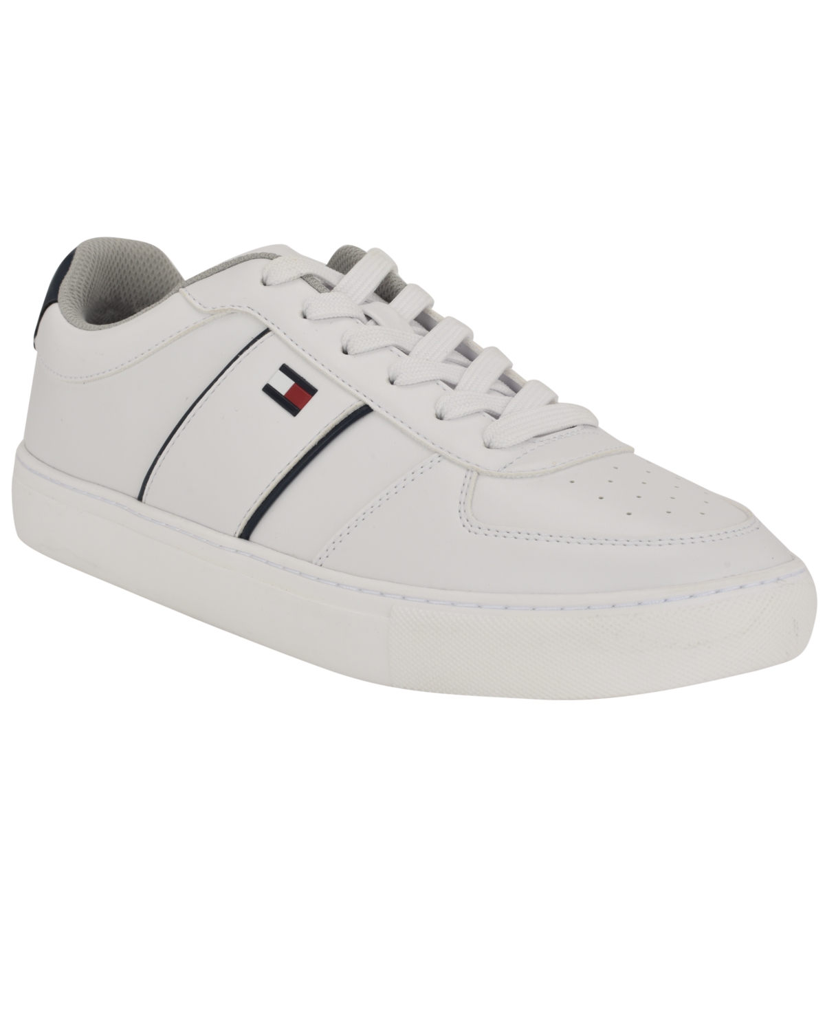 Tommy Hilfiger Men's Baffie Low Top Fashion Court Sneakers In White,navy