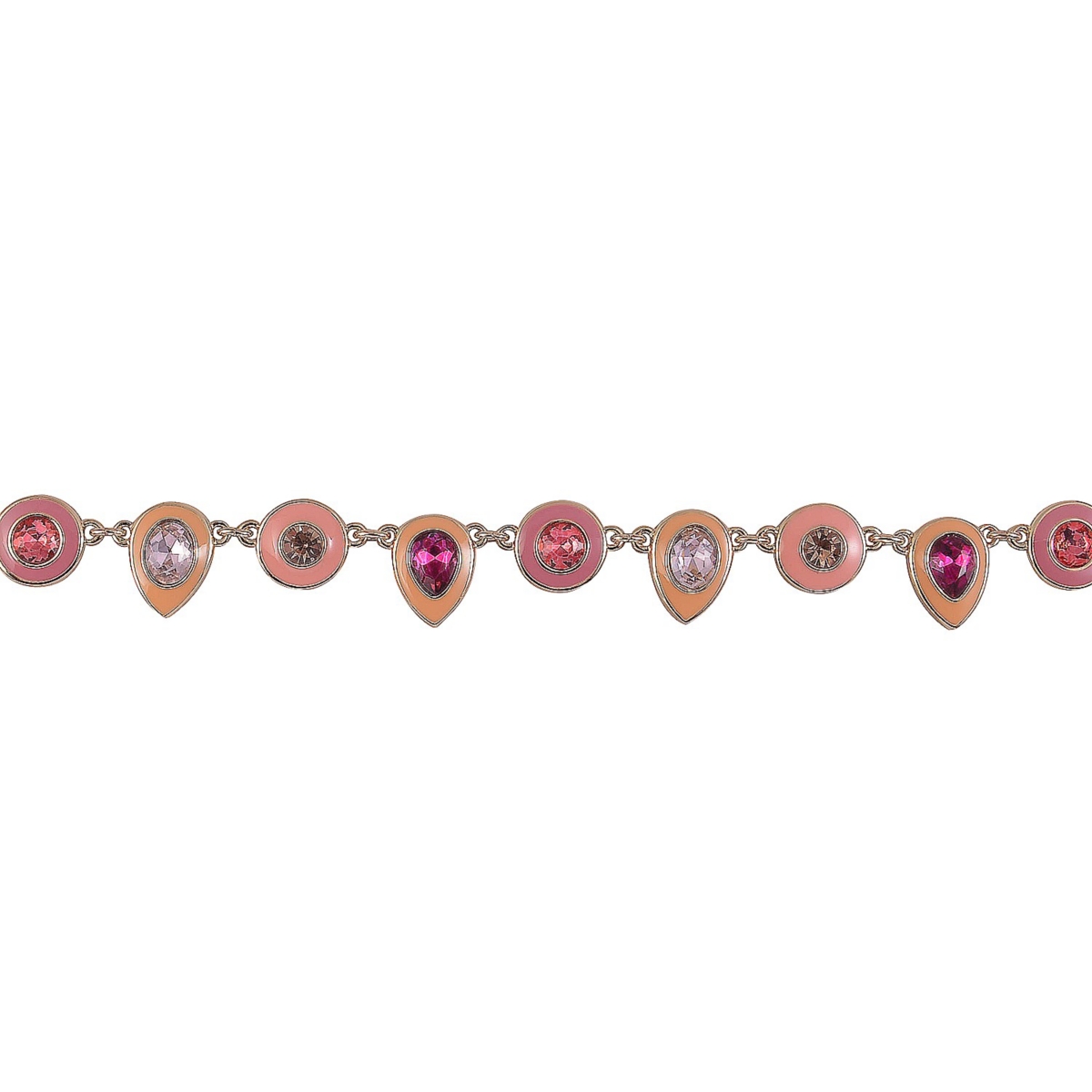 Multi Colored Enamel and Stone Collar Necklace - Gold