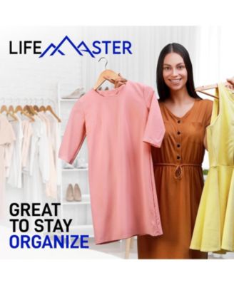 Bakken- Swiss Wooden Hanger Set - 30 Pieces Non-Slip Versatile Closet Space-Saving Hanger Set for Suit, Coat, Camisole, Jacket, Pants, and Dresses with Rotating Swivel Hook - Natural Wood