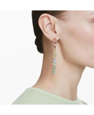 Gema Gold-Tone Plated, Asymmetrical Design, Mixed Cuts, Multicolored Drop Earrings