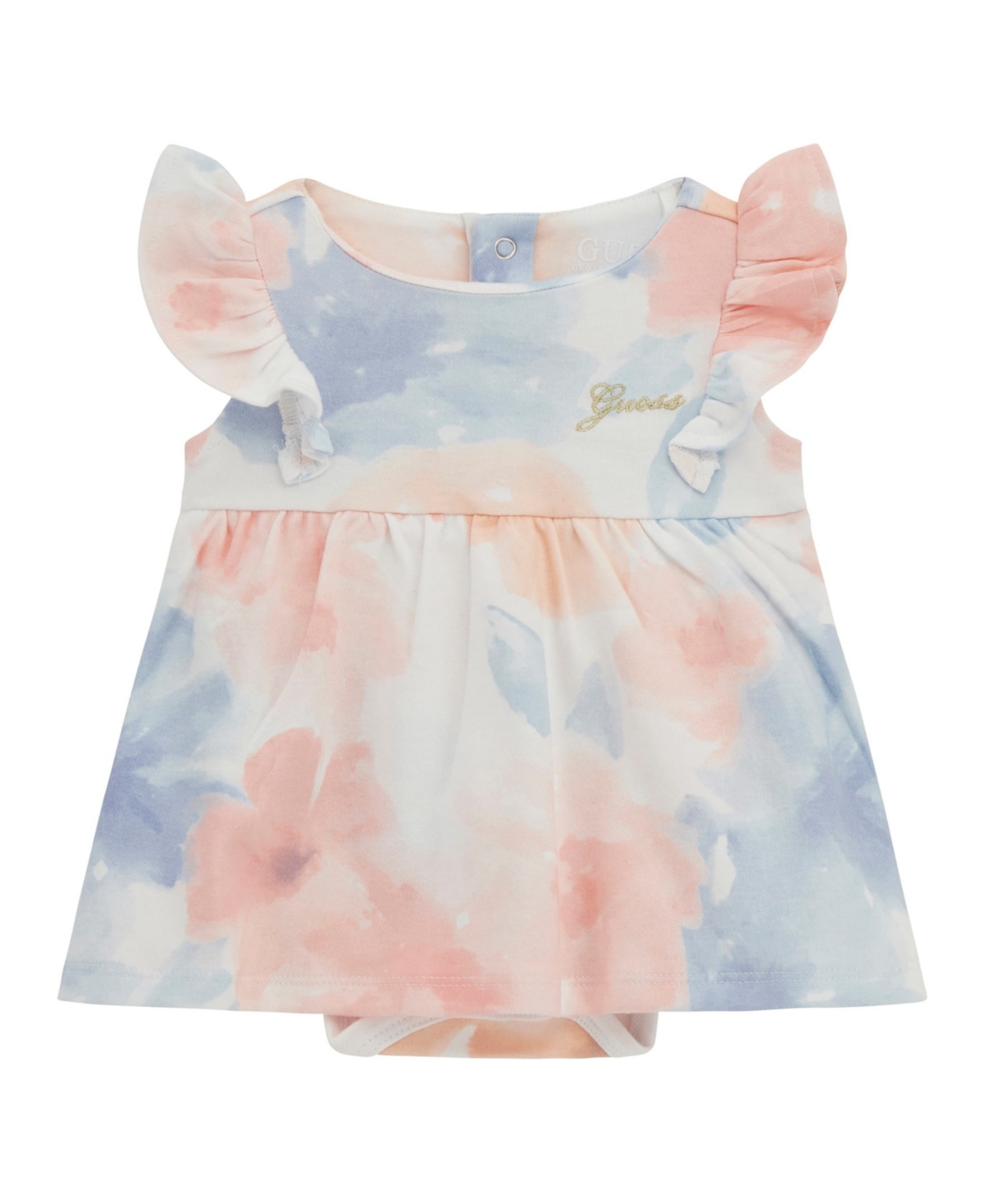Guess Baby Girls Interlock Printed Short Sleeve Bodysuit Dress In Blue