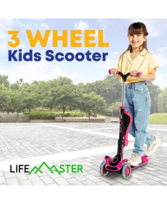 3-Wheel Kids Scooter with Foldable Seat, Adjustable Handlebar, LED Light-Up Wheels & Anti-Slip Deck, Lean-to-Steer Design for Ages 2+, Indoor/Outdoor