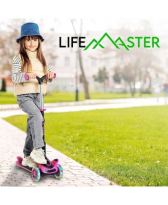 3-Wheel Kids Scooter with Foldable Seat, Adjustable Handlebar, LED Light-Up Wheels & Anti-Slip Deck, Lean-to-Steer Design for Ages 2+, Indoor/Outdoor