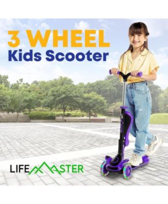 3-Wheel Kids Scooter with Foldable Seat, Adjustable Handlebar, LED Light-Up Wheels & Anti-Slip Deck, Lean-to-Steer Design for Ages 2+, Indoor/Outdoor
