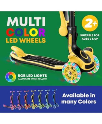 3-Wheel Kids Scooter with Foldable Seat, Adjustable Handlebar, LED Light-Up Wheels & Anti-Slip Deck, Lean-to-Steer Design for Ages 2+, Indoor/Outdoor