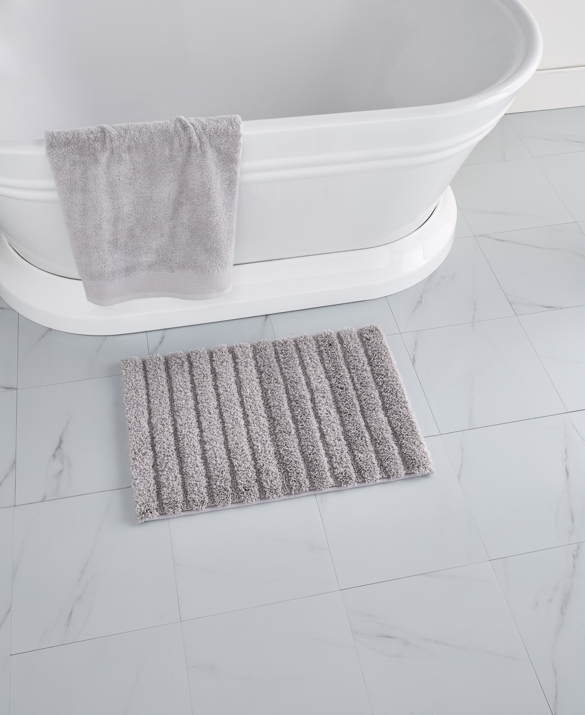 Charter Club Signature Bath Rug, 17" X 24", Exclusively At Macy's In Silver