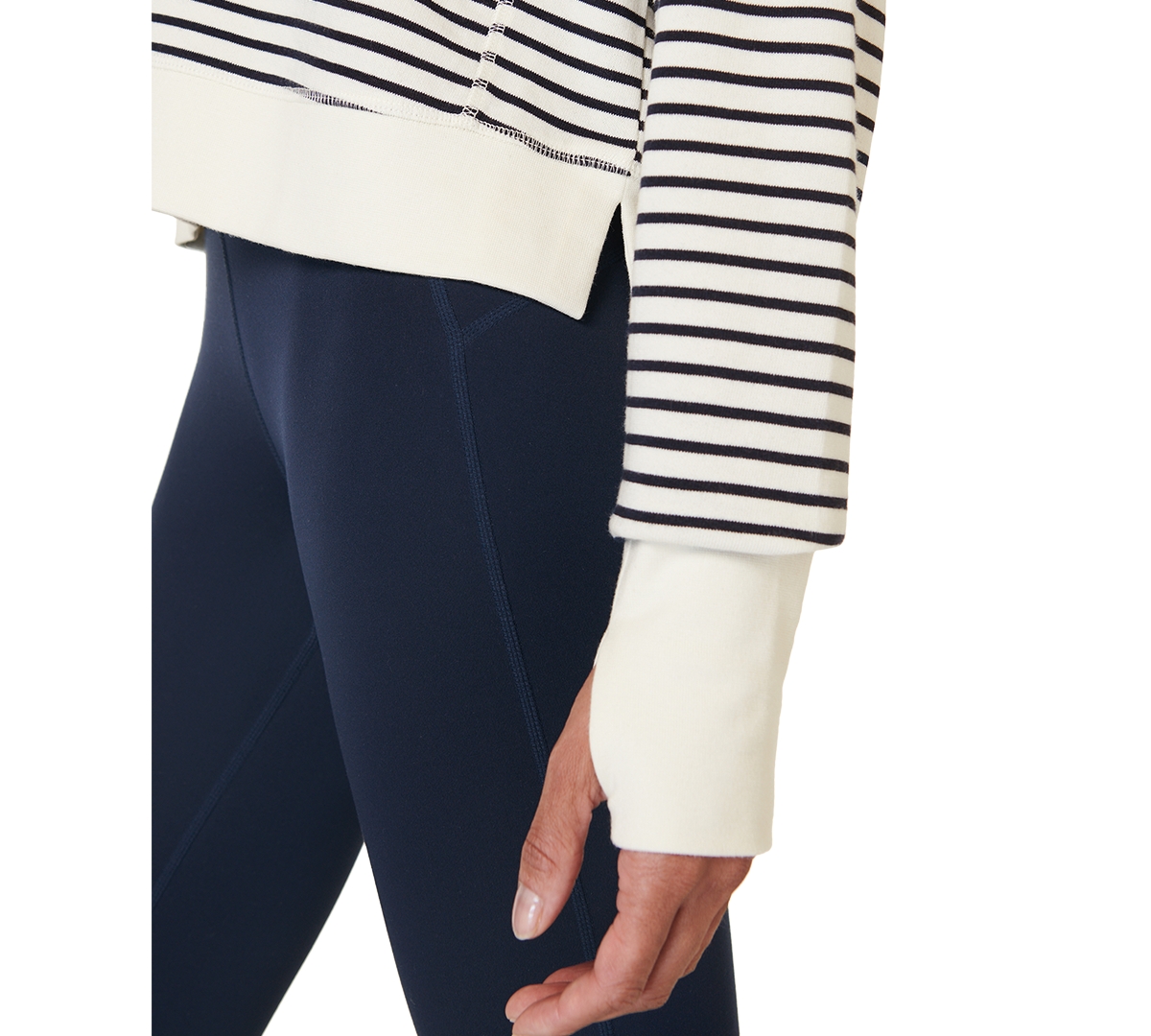 Sweaty Betty After Class Crop Sweatshirt In Lily White Stripe